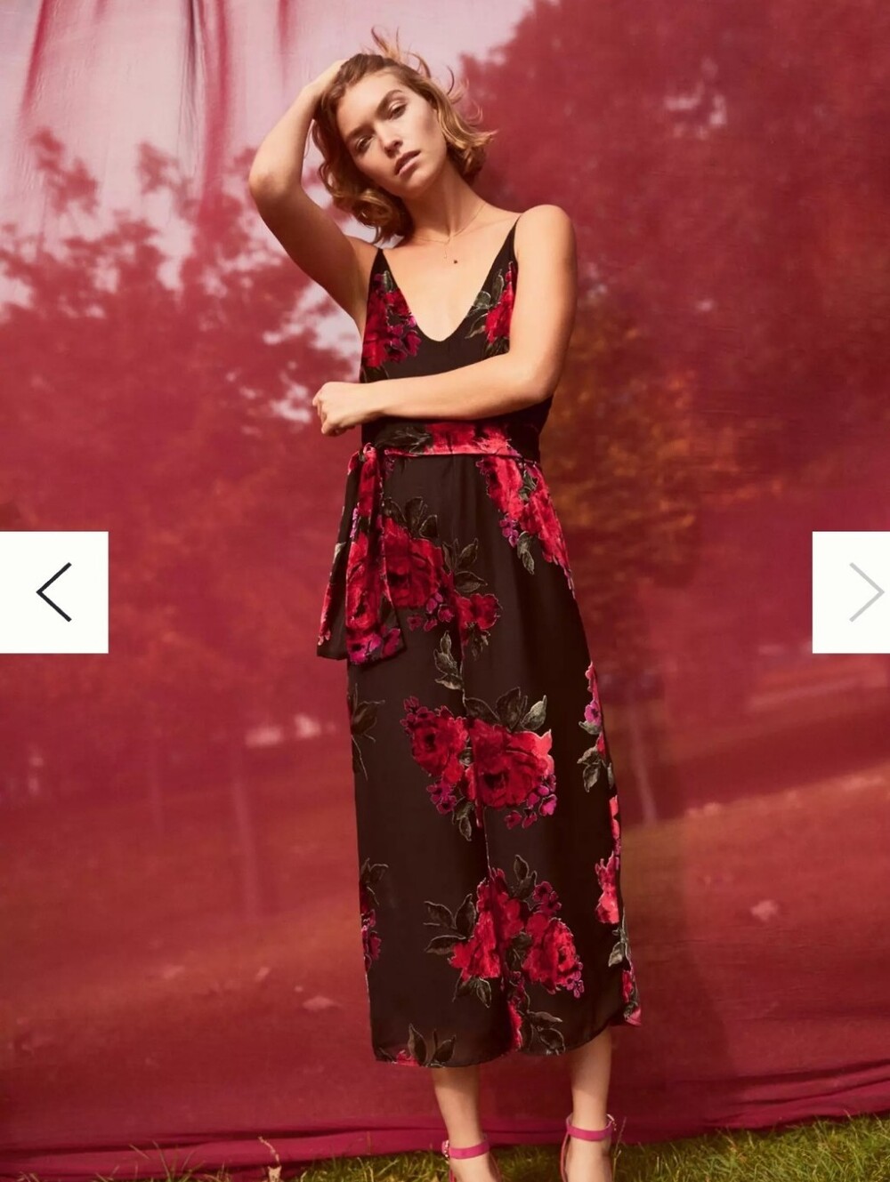 Anthropologie Womens Black & Red Floral Burnout Waisted Jumpsuit Size M EttiTwa.